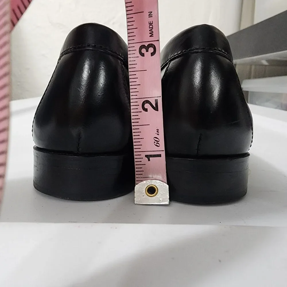 Cole Haan Pinch Black Leather Penny Loafer Heeled Academia Womens Size 7.5M